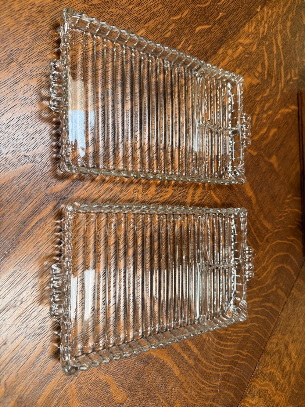 Pair of Vintage Hazel Atlas glass snack/luncheon trays. MCM 1960s